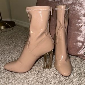 Patent Faux Leather Sock Booties